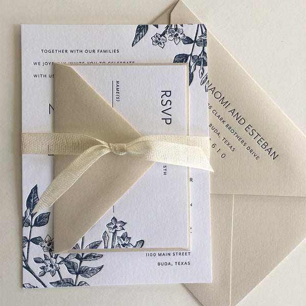 Botanica Letterpress Wedding Invitation - Percolator Letterpress Co.