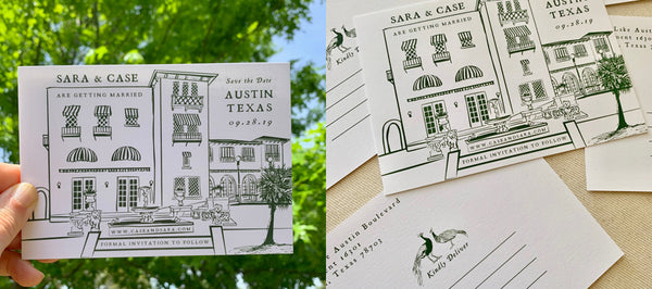 Letterpress Save the Date with Illustration