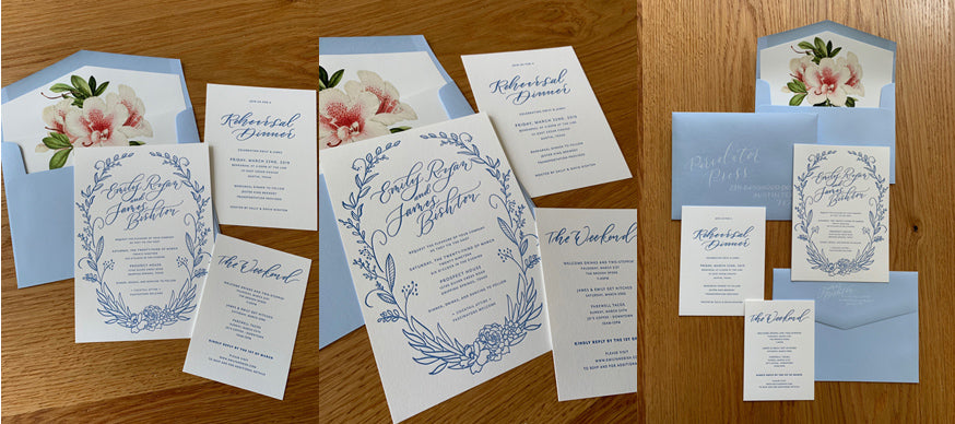 Letterpress and White Ink Wedding Invitation Suite