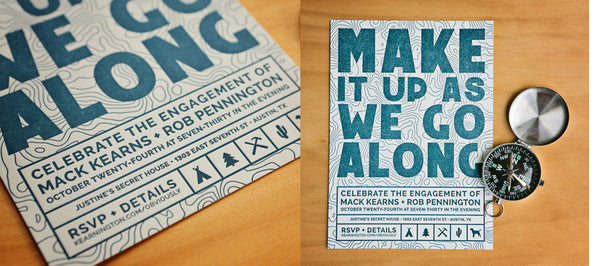 Map-themed Letterpress Engagement Announcement