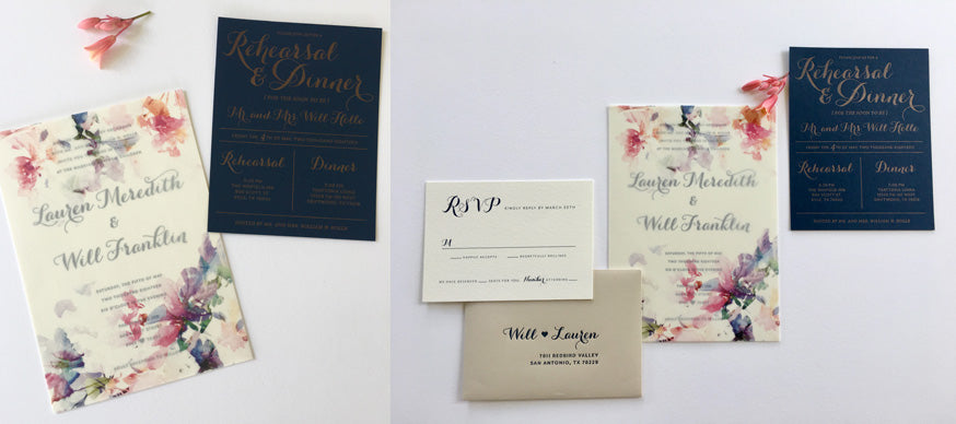 Letterpress Wedding Invitation & Letterpress Rehearsal Dinner Invitation