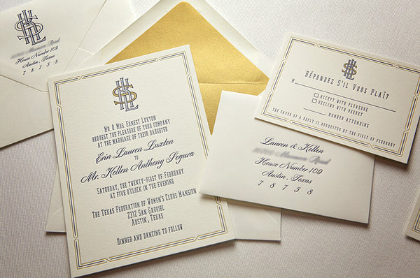 Elegant design for Letterpress Wedding Invitation Suite